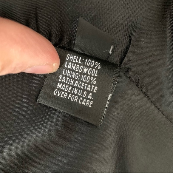 VINTAGE Marvin Richards 100% Lambswool Long Black Jacket Women's 12 Fur Collar - Picture 7 of 7